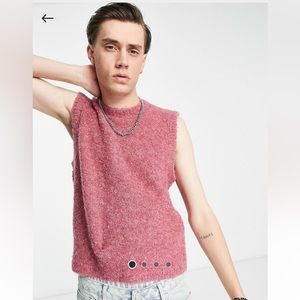ASOS DESIGN 2XL shrunken textured tank in pink